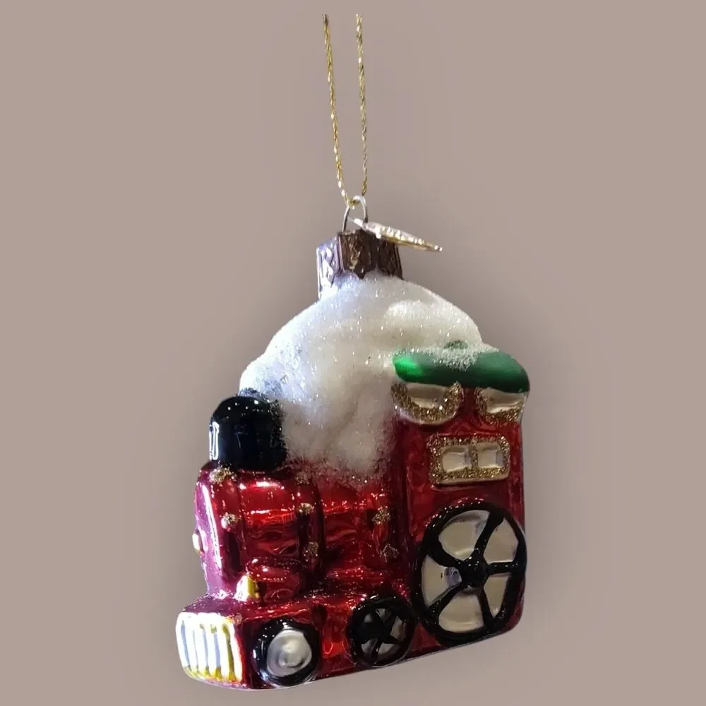 Shimmery Christmas Train Ornament Hand Blown Glass Thomas Pacconi Classics 2002